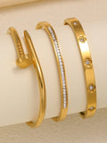 Bracelet empilable en acier inoxydable pour femme, zircone scintillante, élégant, cadeau à un ami, convient à un usage quotidien, 3 pièces