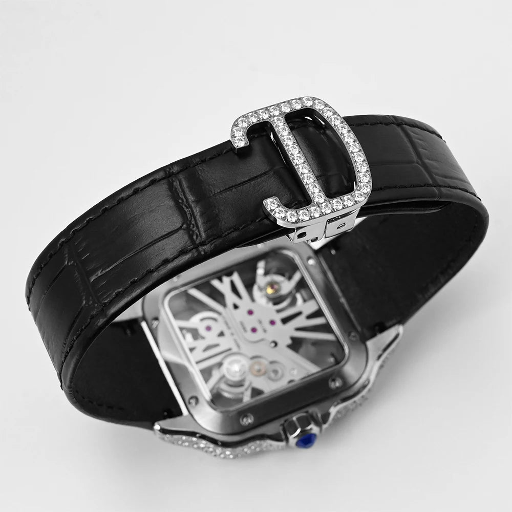 Iced Out Bustdown VVS Moissanite Men Hip Hop Watch Sapphire Crystal Ronda Quartz Movement Pass Diamond Tester Skeleton Watch