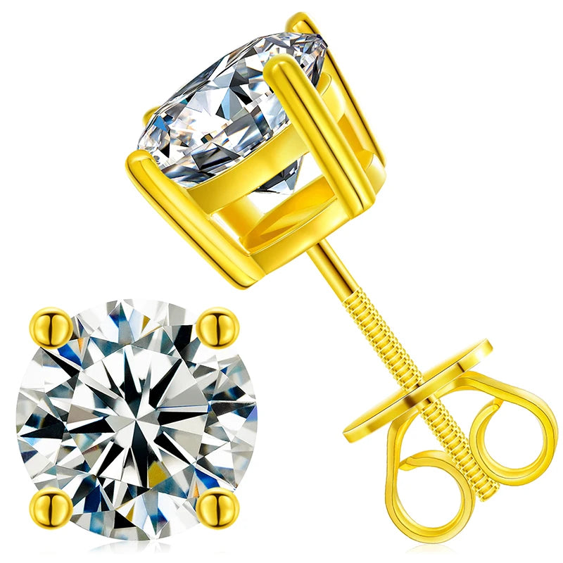 Local US Stock High Quality Women 6.5mm 1ct Classic 925 Sterling Silver VVS Moissanite Solitaire Stud Earrings