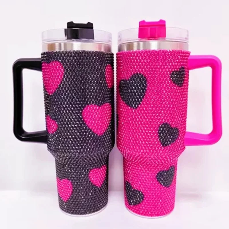 Us in Stock 40 OZ Sparkle Rhinestone Eco Friendly Coffee Cup 40OZ insulated Tumbler for Home Office Outdoor Daily Use