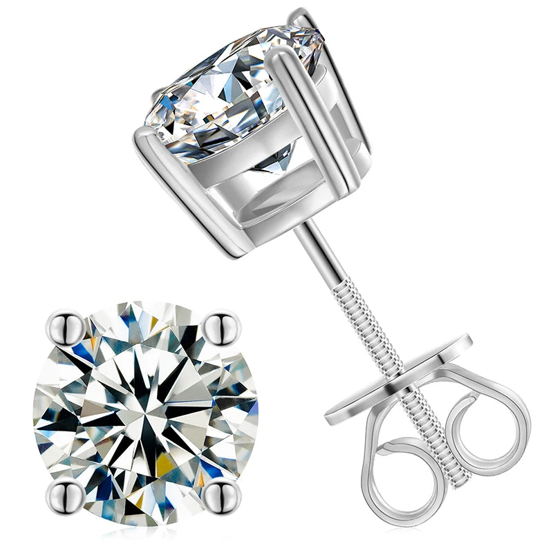 Local US Stock High Quality Women 6.5mm 1ct Classic 925 Sterling Silver VVS Moissanite Solitaire Stud Earrings