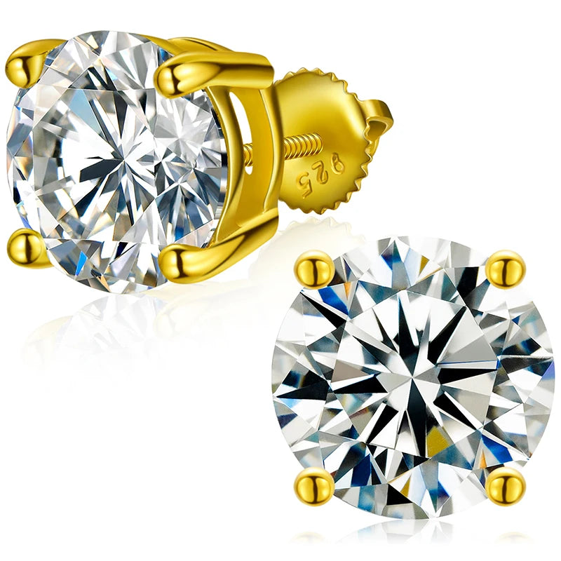 Local US Stock High Quality Women 6.5mm 1ct Classic 925 Sterling Silver VVS Moissanite Solitaire Stud Earrings