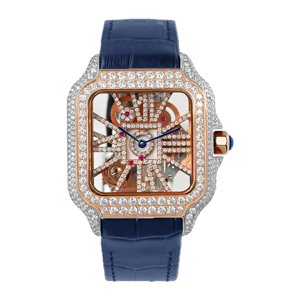 Iced Out Bustdown VVS Moissanite Men Hip Hop Watch Sapphire Crystal Ronda Quartz Movement Pass Diamond Tester Skeleton Watch