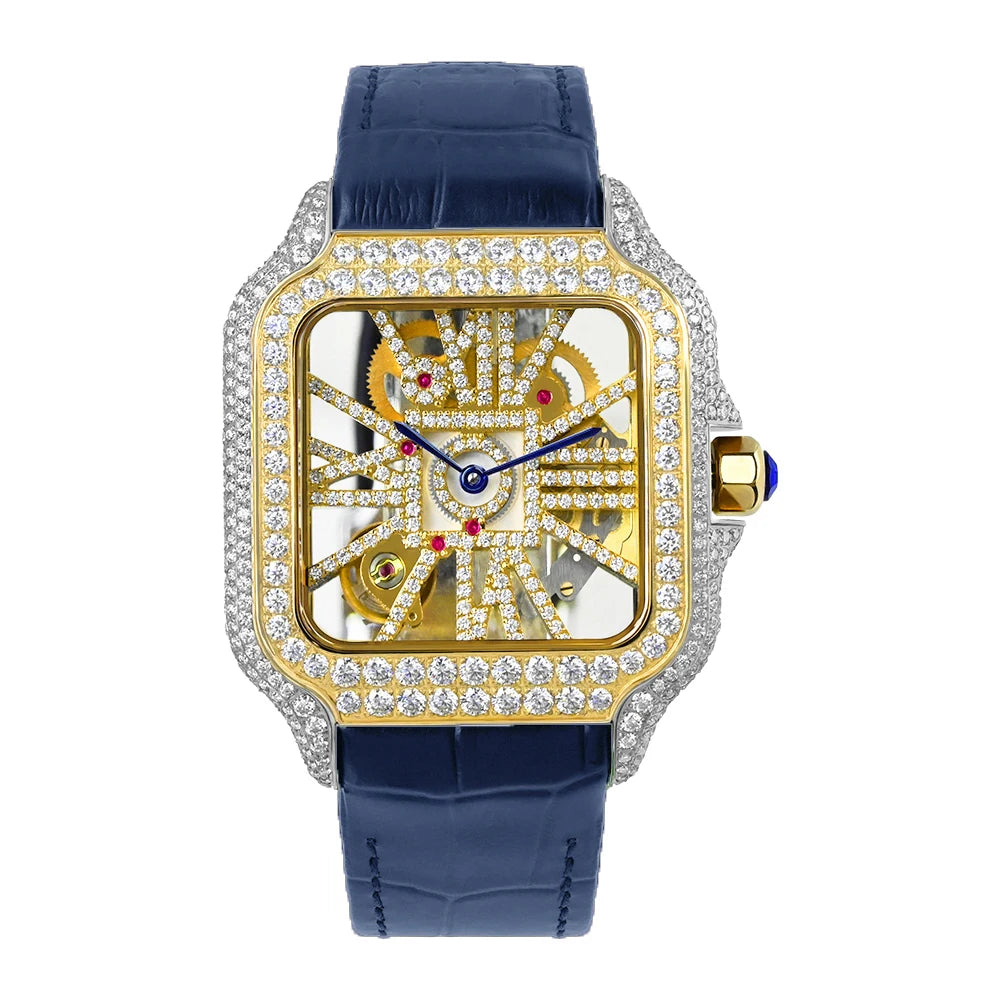 Iced Out Bustdown VVS Moissanite Men Hip Hop Watch Sapphire Crystal Ronda Quartz Movement Pass Diamond Tester Skeleton Watch