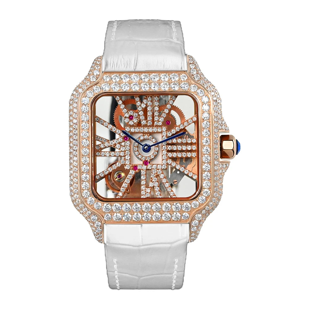 Iced Out Bustdown VVS Moissanite Men Hip Hop Watch Sapphire Crystal Ronda Quartz Movement Pass Diamond Tester Skeleton Watch