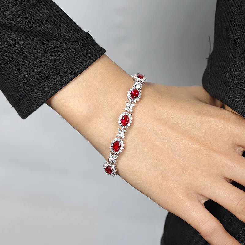 Niche Fashion Natural Sapphire Ruby Iron Link Chain Women's Colorful Gemstone Bracelet-Office/Career Anniversary Gift