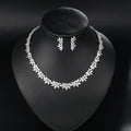Korean Fashion Zirconia Jewelry Set Bridal Wedding Elegant Luxury Flower Diamond Dangle Earrings Choker Necklace Banquet Sets