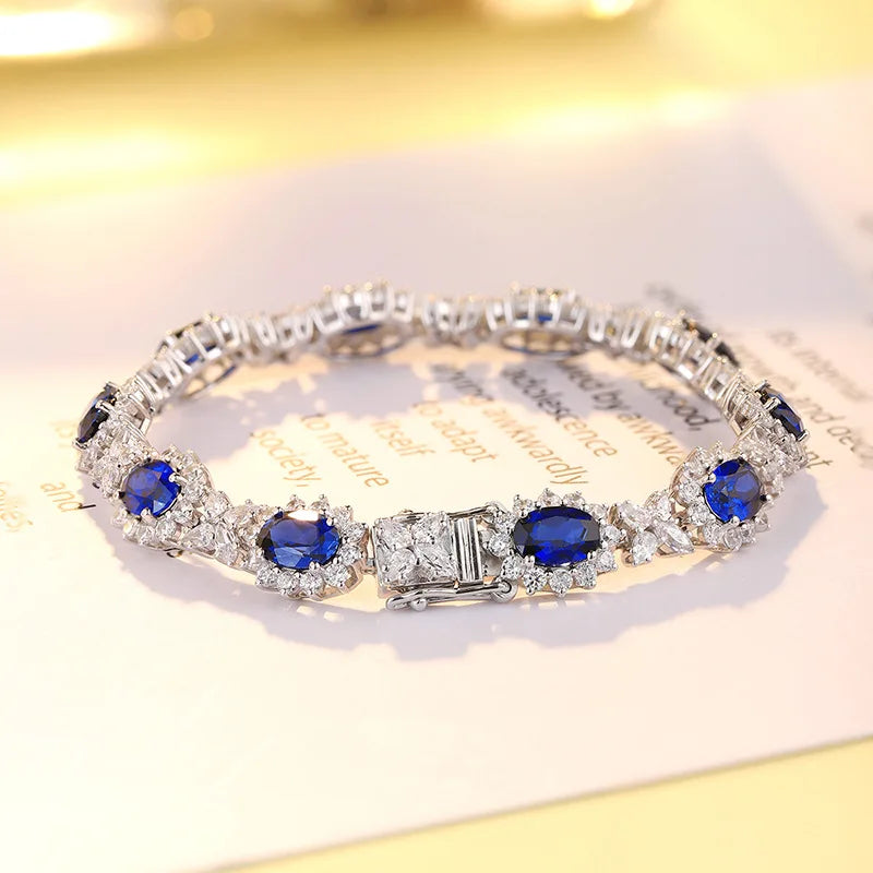 Niche Fashion Natural Sapphire Ruby Iron Link Chain Women's Colorful Gemstone Bracelet-Office/Career Anniversary Gift