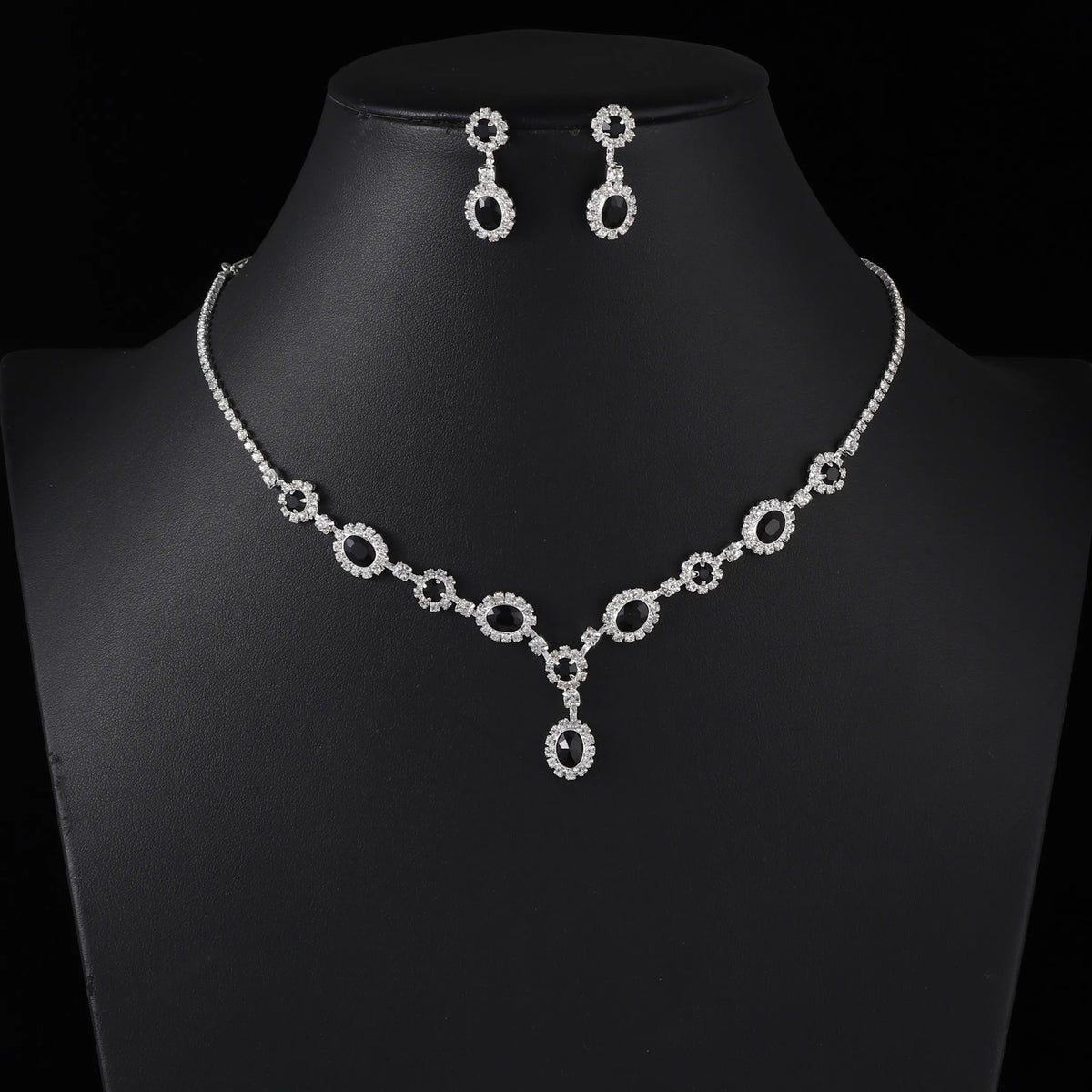 Brand-New High-End Ruby Crystal Necklace Earring Set Light Luxury Original Design Weddings Parties Engagements Gift Idea Brass