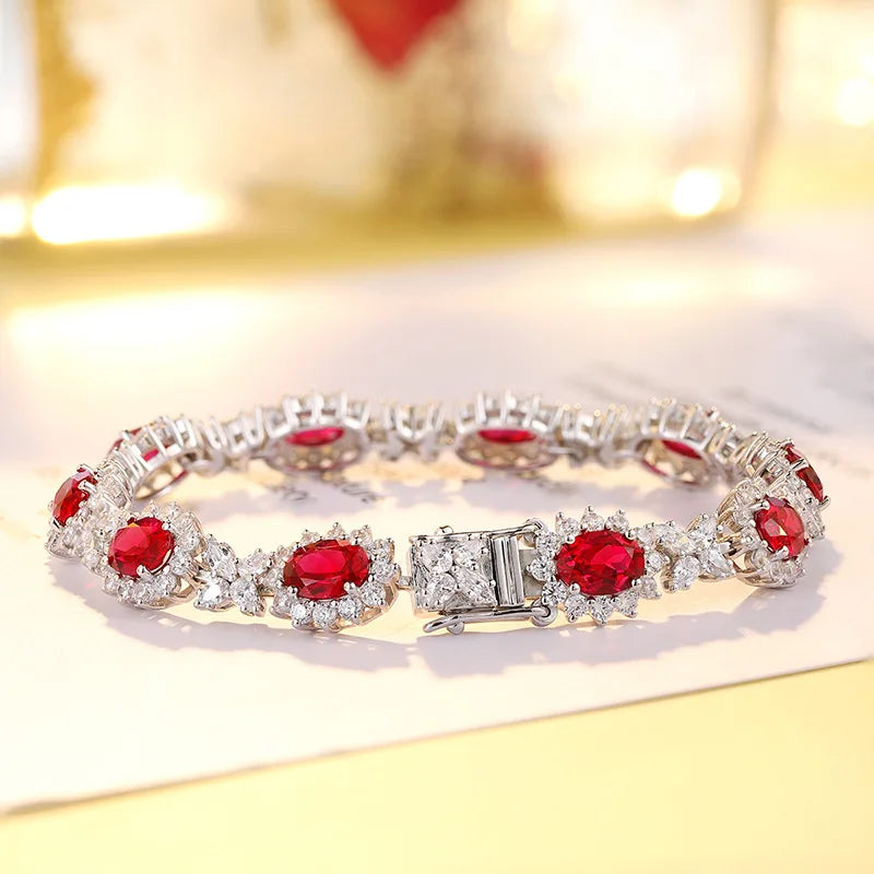 Niche Fashion Natural Sapphire Ruby Iron Link Chain Women's Colorful Gemstone Bracelet-Office/Career Anniversary Gift