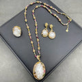 Baroque Pearl Necklace, Earrings, Rings 3PCS Per Set Natural Freshwater Shaped Pearl Sweater Chain High-end Handmade Jewelry Set