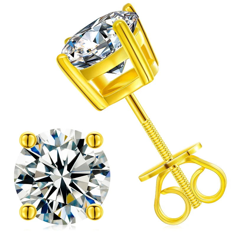 Local US Stock High Quality Women 6.5mm 1ct Classic 925 Sterling Silver VVS Moissanite Solitaire Stud Earrings