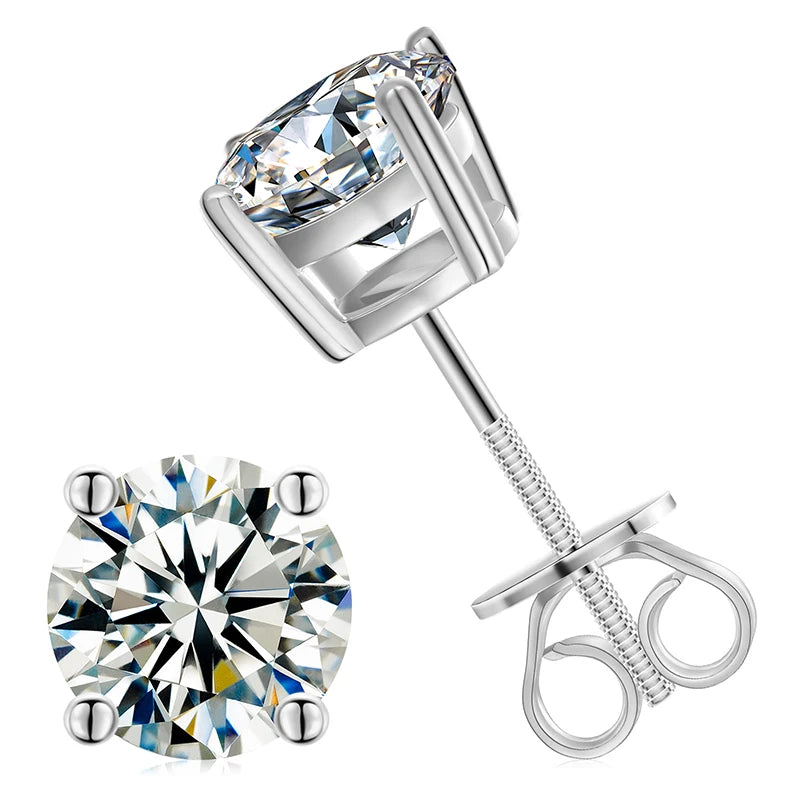 Local US Stock High Quality Women 6.5mm 1ct Classic 925 Sterling Silver VVS Moissanite Solitaire Stud Earrings