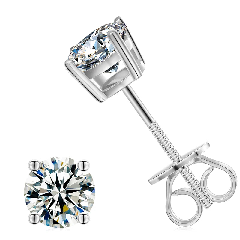 Local US Stock High Quality Women 6.5mm 1ct Classic 925 Sterling Silver VVS Moissanite Solitaire Stud Earrings