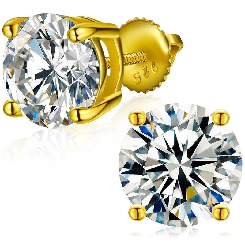 Local US Stock High Quality Women 6.5mm 1ct Classic 925 Sterling Silver VVS Moissanite Solitaire Stud Earrings