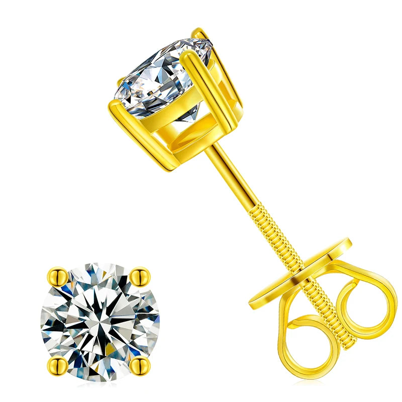 Local US Stock High Quality Women 6.5mm 1ct Classic 925 Sterling Silver VVS Moissanite Solitaire Stud Earrings