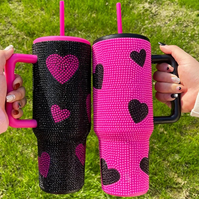 Us in Stock 40 OZ Sparkle Rhinestone Eco Friendly Coffee Cup 40OZ insulated Tumbler for Home Office Outdoor Daily Use