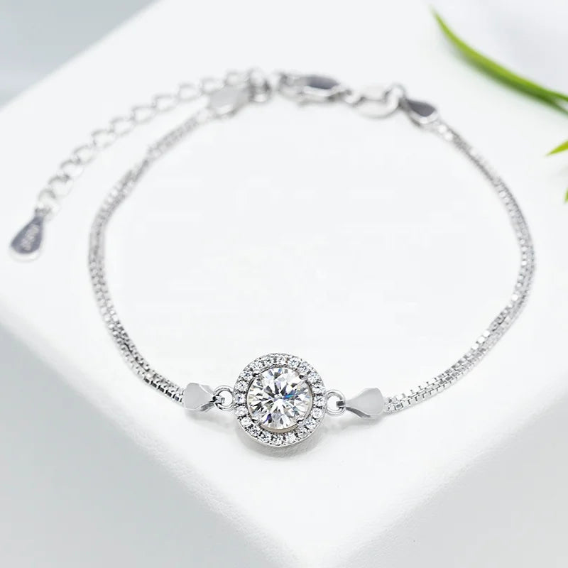 0.5ct White Gold Plated Jewelry Sets 925 Sterling Silver Moissante Jewelry VVS White D Color Bridal Jewelry Set for Wedding
