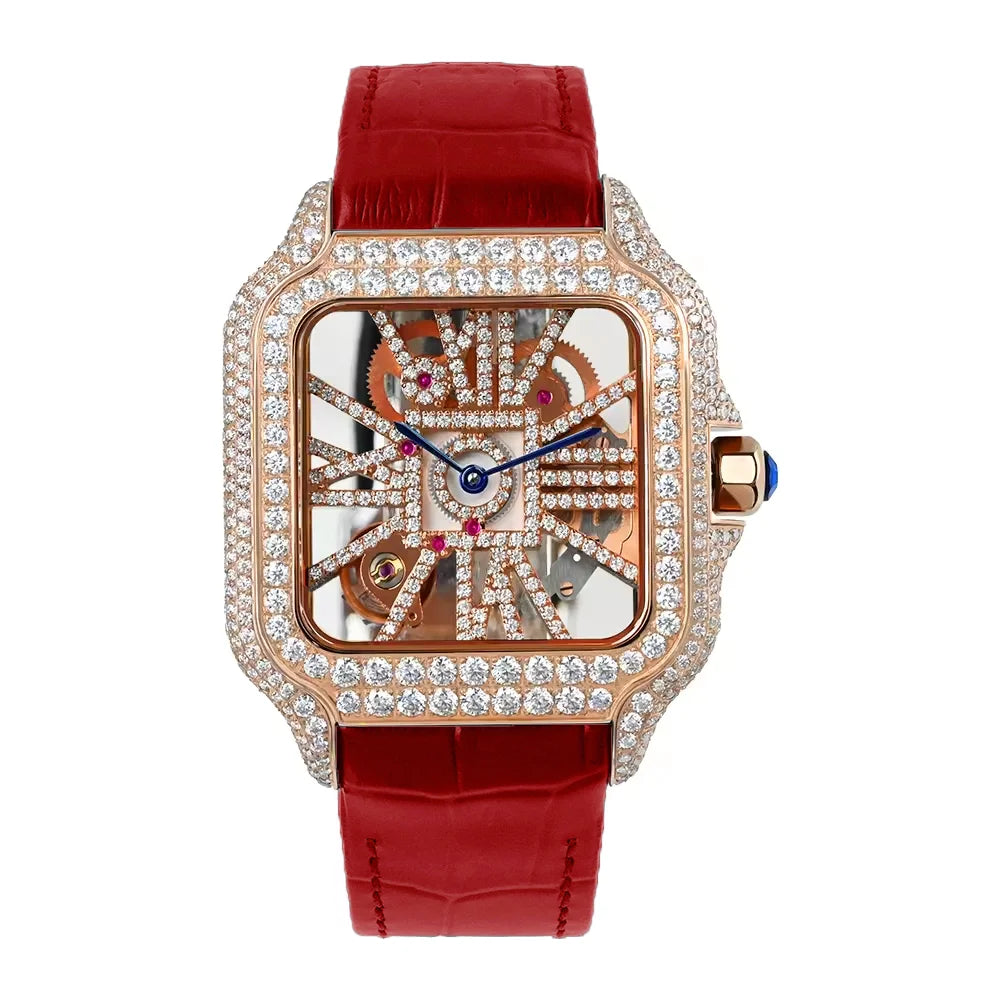 Iced Out Bustdown VVS Moissanite Men Hip Hop Watch Sapphire Crystal Ronda Quartz Movement Pass Diamond Tester Skeleton Watch