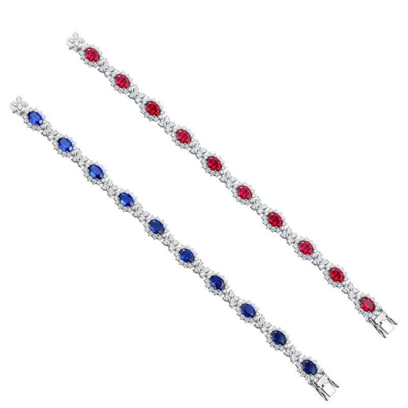 Niche Fashion Natural Sapphire Ruby Iron Link Chain Women's Colorful Gemstone Bracelet-Office/Career Anniversary Gift