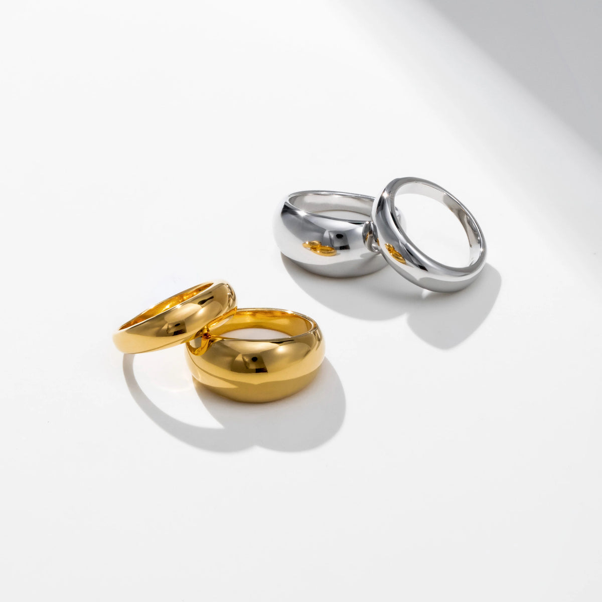 YF2913 Dainty Minimalist Waterproof Jewelry Stainless Steel 18K Gold Plated Chunky Ring Statement Bold Dome Ring for Women