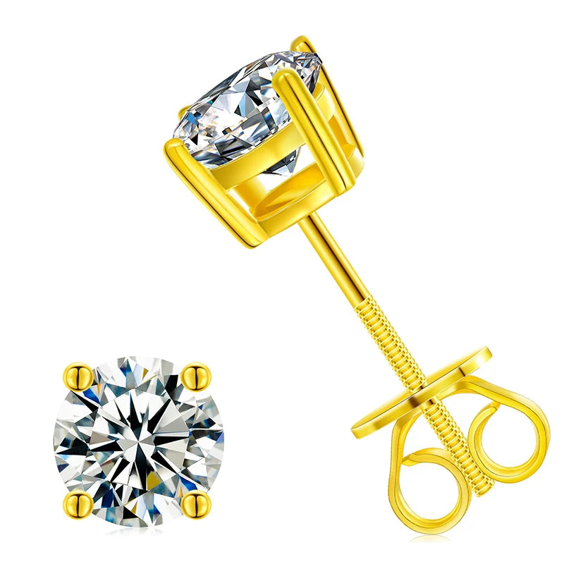Local US Stock High Quality Women 6.5mm 1ct Classic 925 Sterling Silver VVS Moissanite Solitaire Stud Earrings