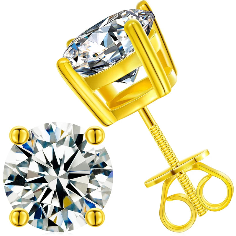 Local US Stock High Quality Women 6.5mm 1ct Classic 925 Sterling Silver VVS Moissanite Solitaire Stud Earrings
