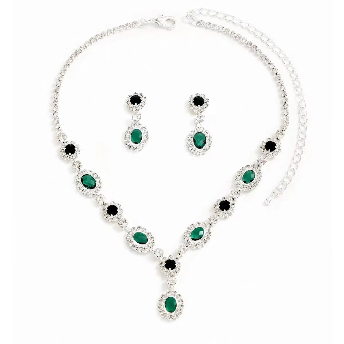 Brand-New High-End Ruby Crystal Necklace Earring Set Light Luxury Original Design Weddings Parties Engagements Gift Idea Brass