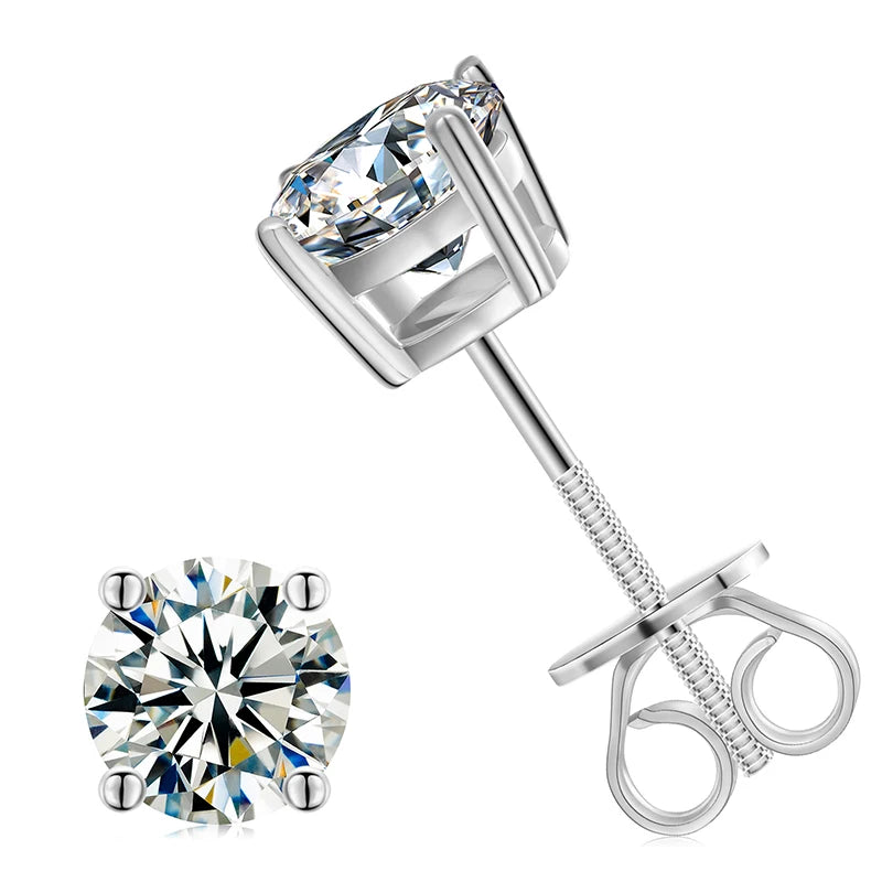 Local US Stock High Quality Women 6.5mm 1ct Classic 925 Sterling Silver VVS Moissanite Solitaire Stud Earrings