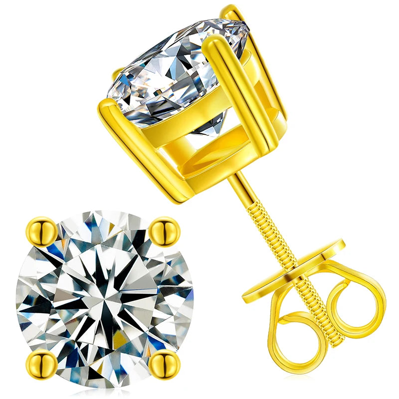 Local US Stock High Quality Women 6.5mm 1ct Classic 925 Sterling Silver VVS Moissanite Solitaire Stud Earrings