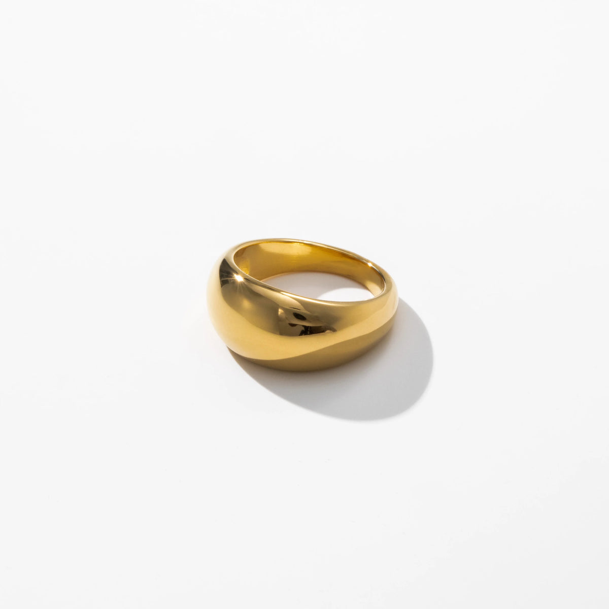 YF2913 Dainty Minimalist Waterproof Jewelry Stainless Steel 18K Gold Plated Chunky Ring Statement Bold Dome Ring for Women