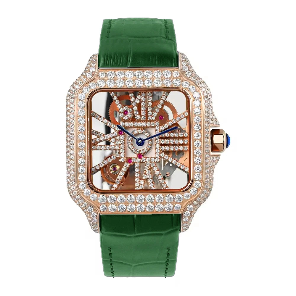 Iced Out Bustdown VVS Moissanite Men Hip Hop Watch Sapphire Crystal Ronda Quartz Movement Pass Diamond Tester Skeleton Watch