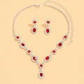 Brand-New High-End Ruby Crystal Necklace Earring Set Light Luxury Original Design Weddings Parties Engagements Gift Idea Brass