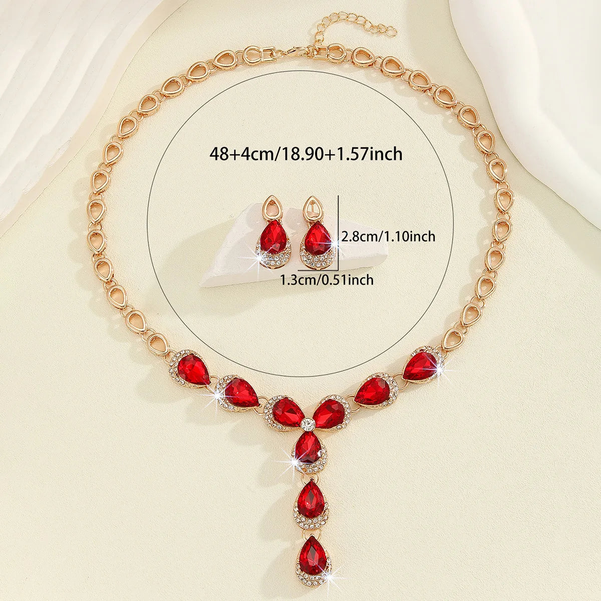 European and American Flowers Necklace and Earrings Set Colorful Jewelry Dress Bride Banquet Accessory for Bridesmaid