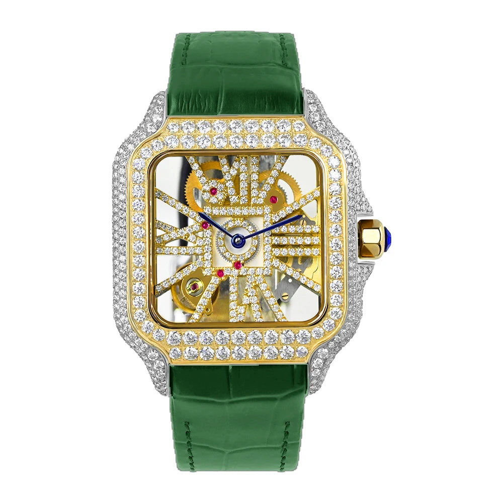 Iced Out Bustdown VVS Moissanite Men Hip Hop Watch Sapphire Crystal Ronda Quartz Movement Pass Diamond Tester Skeleton Watch