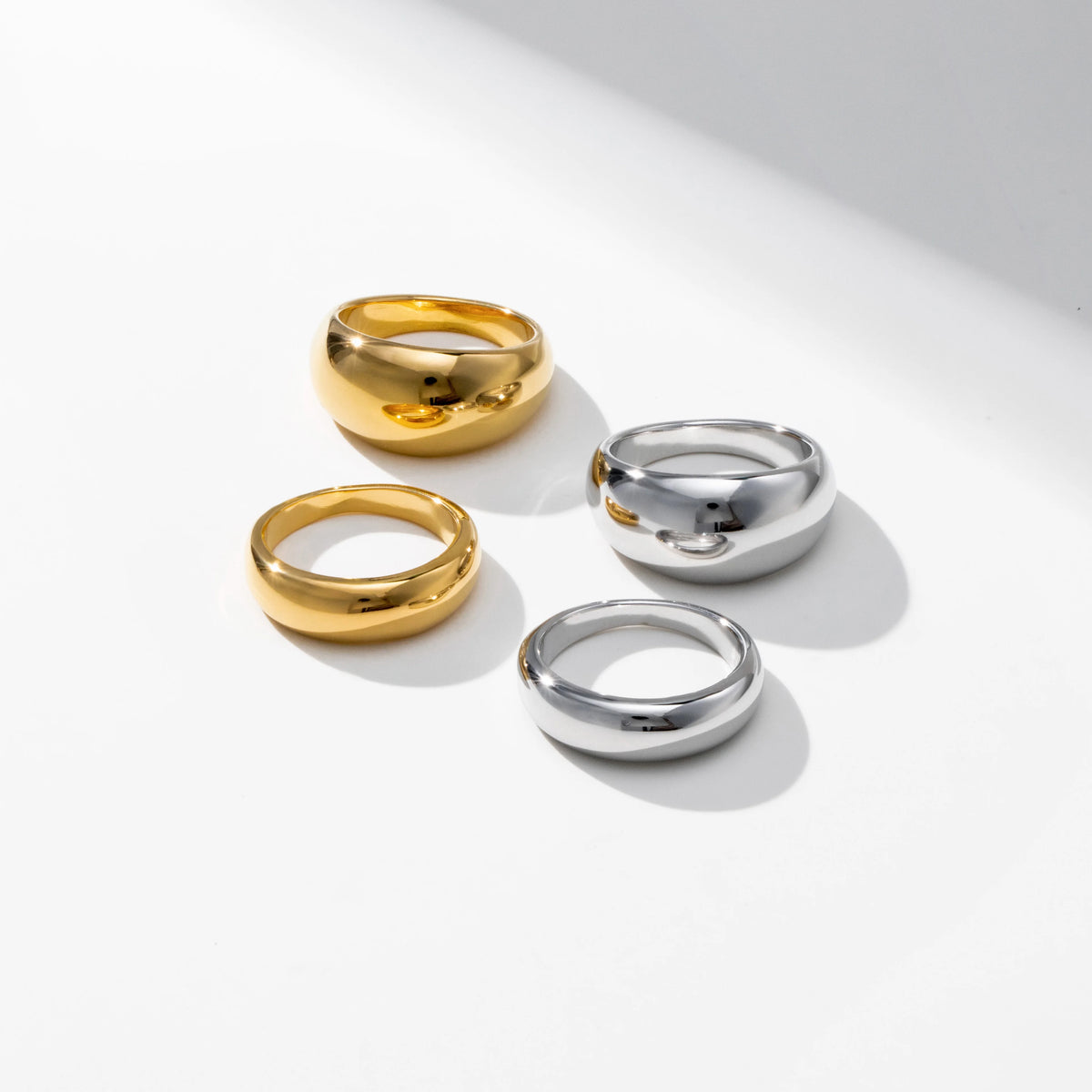 YF2913 Dainty Minimalist Waterproof Jewelry Stainless Steel 18K Gold Plated Chunky Ring Statement Bold Dome Ring for Women