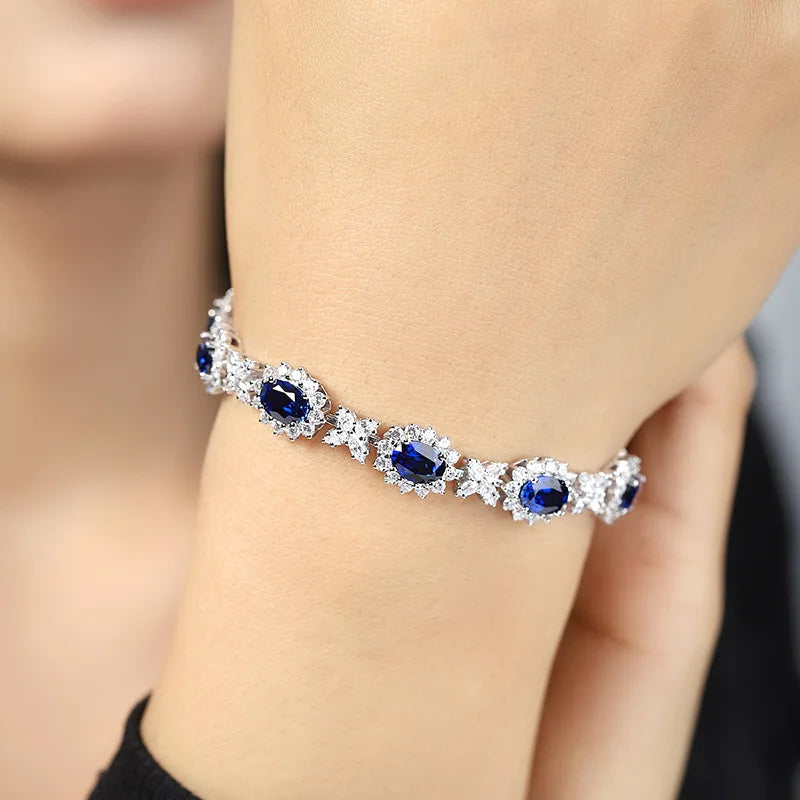 Niche Fashion Natural Sapphire Ruby Iron Link Chain Women's Colorful Gemstone Bracelet-Office/Career Anniversary Gift