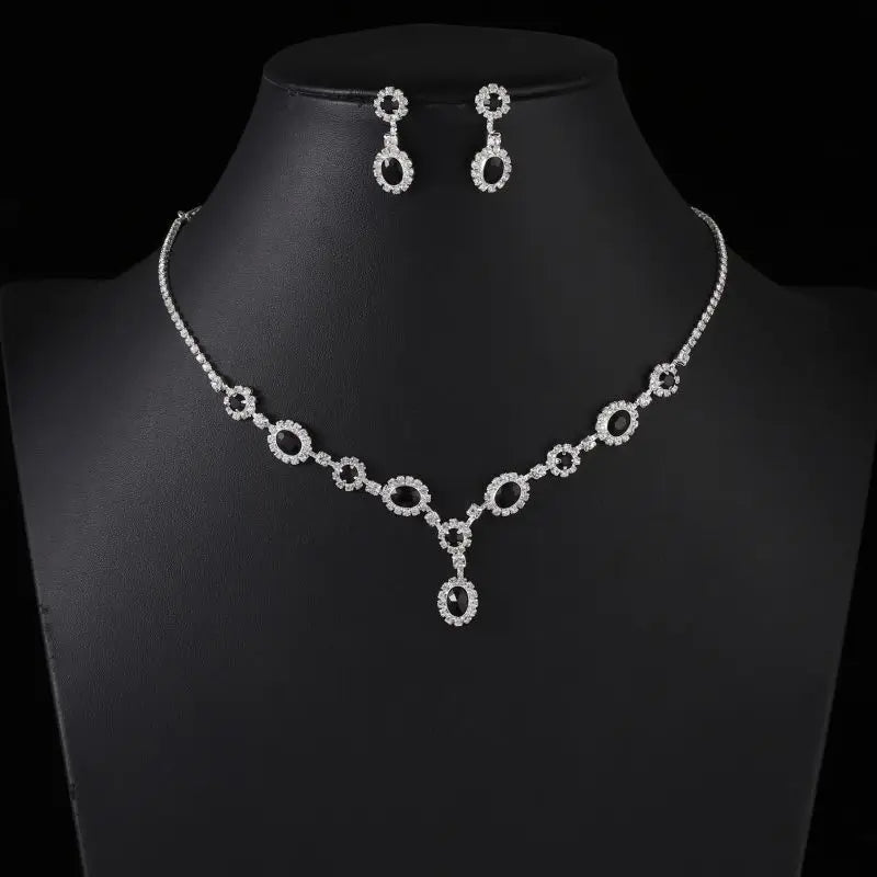 Brand-New High-End Ruby Crystal Necklace Earring Set Light Luxury Original Design Weddings Parties Engagements Gift Idea Brass