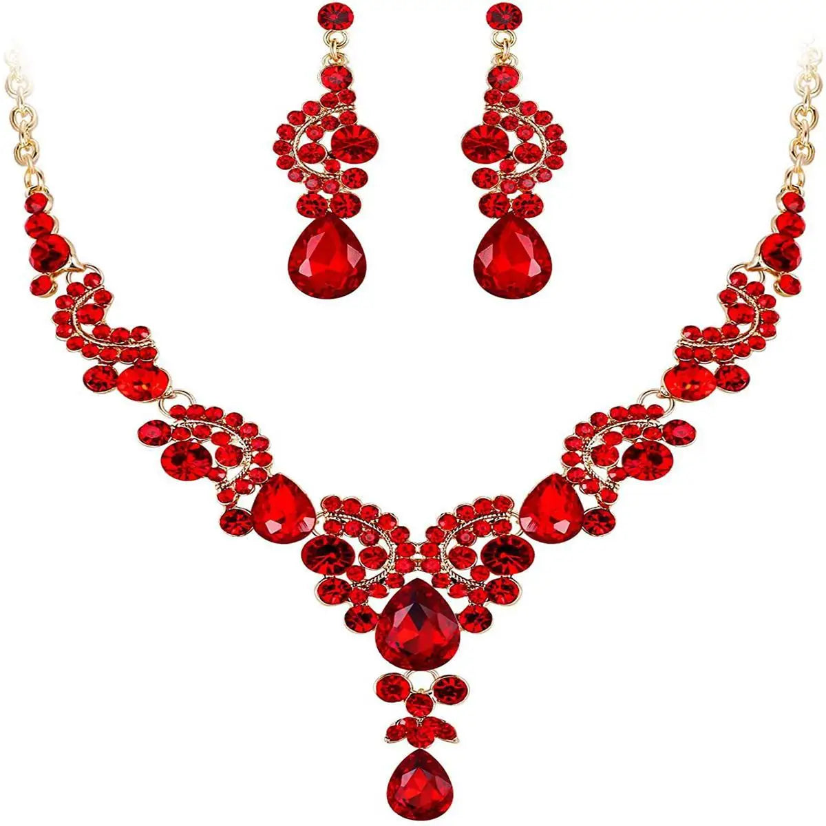 European and American Flowers Necklace and Earrings Set Colorful Jewelry Dress Bride Banquet Accessory for Bridesmaid