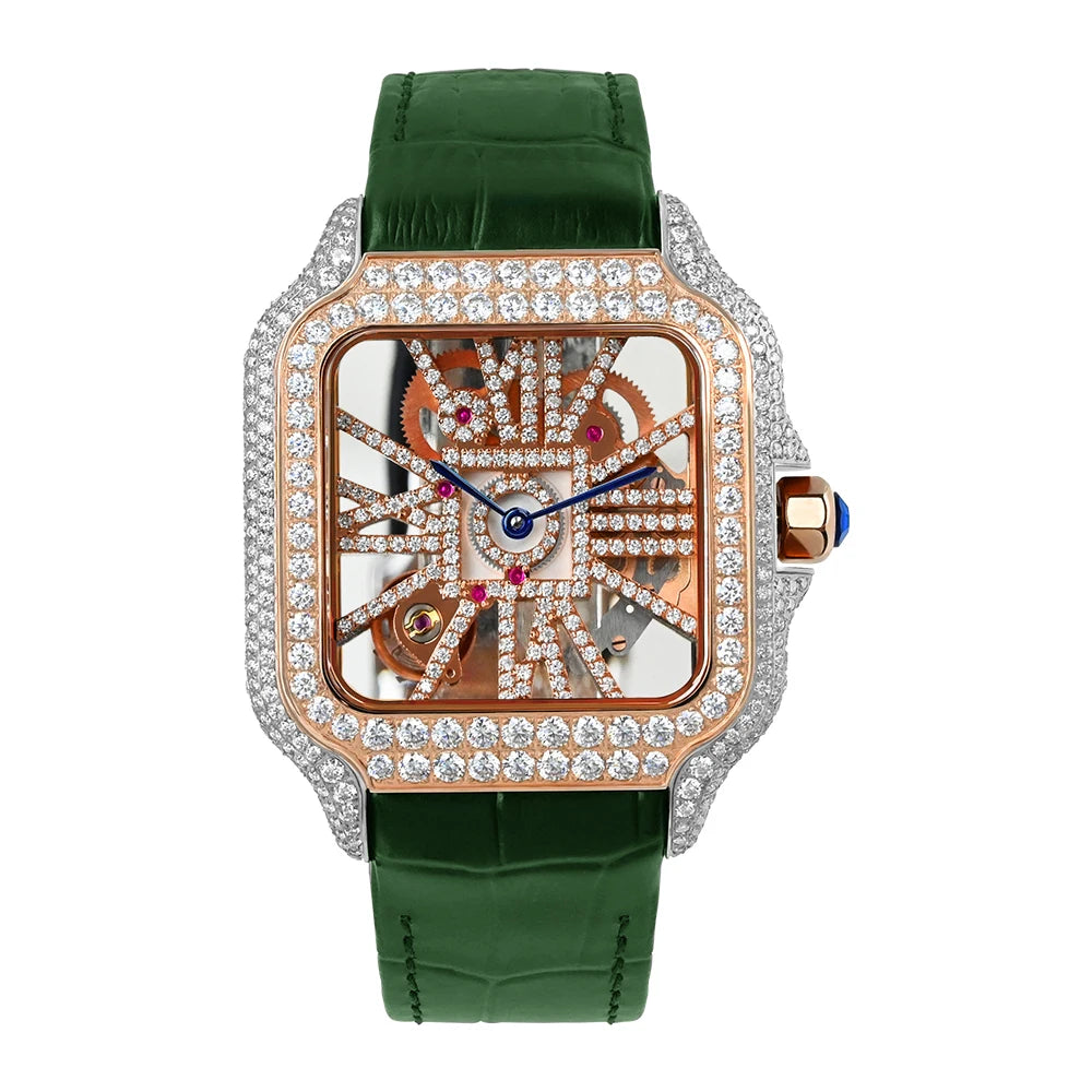 Iced Out Bustdown VVS Moissanite Men Hip Hop Watch Sapphire Crystal Ronda Quartz Movement Pass Diamond Tester Skeleton Watch