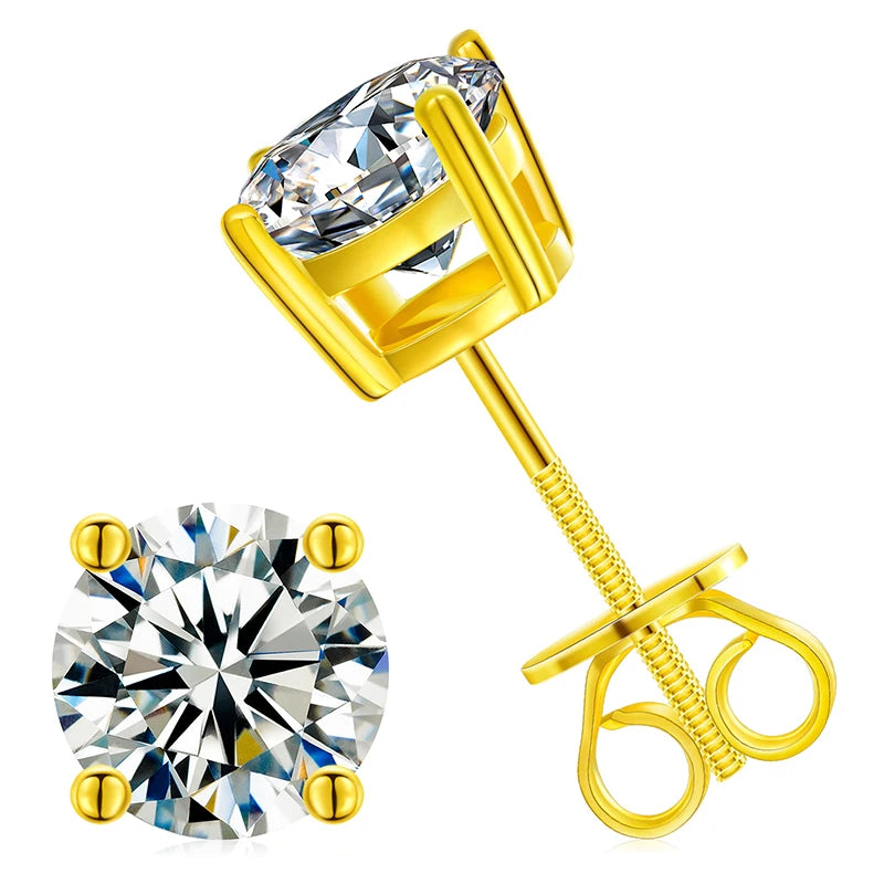 Local US Stock High Quality Women 6.5mm 1ct Classic 925 Sterling Silver VVS Moissanite Solitaire Stud Earrings