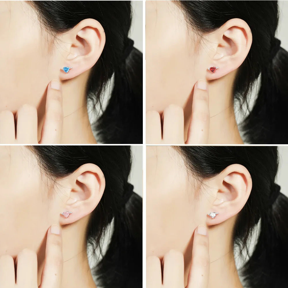 BOYI Valentine's Day Gift Fine Jewelry S925 Sterling Silver Colored Heart Zircon Jewelry Sets for Women