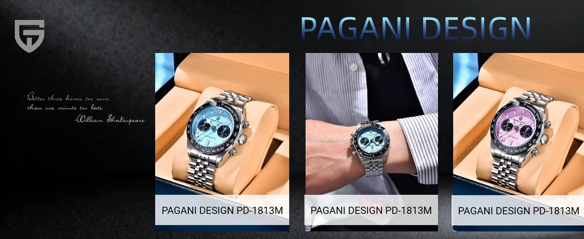 2026 New PAGANI DESIGN 1813 BB Flamingo Chronograph Luxury Sports Quartz Watch Men Sapphire  100M Waterproof Fashion Wristwatch
