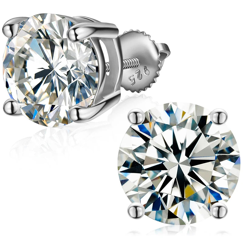 Local US Stock High Quality Women 6.5mm 1ct Classic 925 Sterling Silver VVS Moissanite Solitaire Stud Earrings