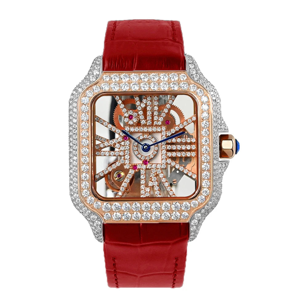 Iced Out Bustdown VVS Moissanite Men Hip Hop Watch Sapphire Crystal Ronda Quartz Movement Pass Diamond Tester Skeleton Watch