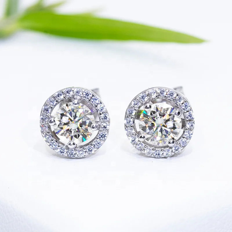 0.5ct White Gold Plated Jewelry Sets 925 Sterling Silver Moissante Jewelry VVS White D Color Bridal Jewelry Set for Wedding