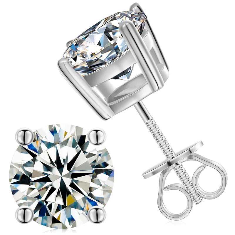 Local US Stock High Quality Women 6.5mm 1ct Classic 925 Sterling Silver VVS Moissanite Solitaire Stud Earrings