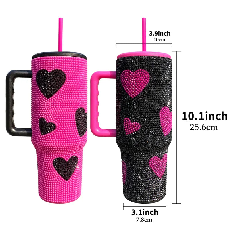 Us in Stock 40 OZ Sparkle Rhinestone Eco Friendly Coffee Cup 40OZ insulated Tumbler for Home Office Outdoor Daily Use