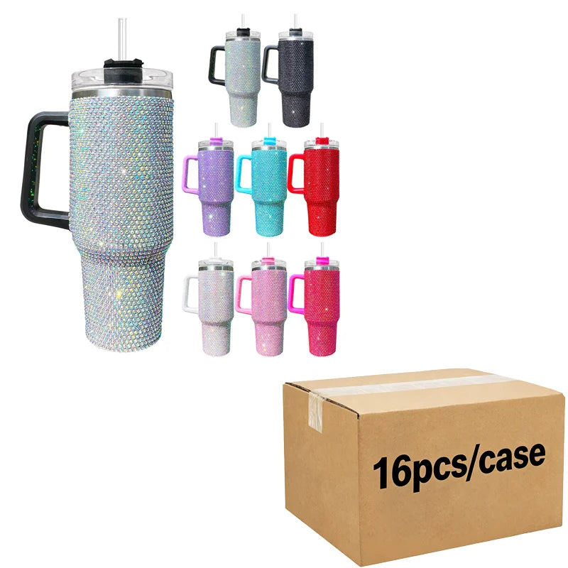 Us in Stock 40 OZ Sparkle Rhinestone Eco Friendly Coffee Cup 40OZ insulated Tumbler for Home Office Outdoor Daily Use
