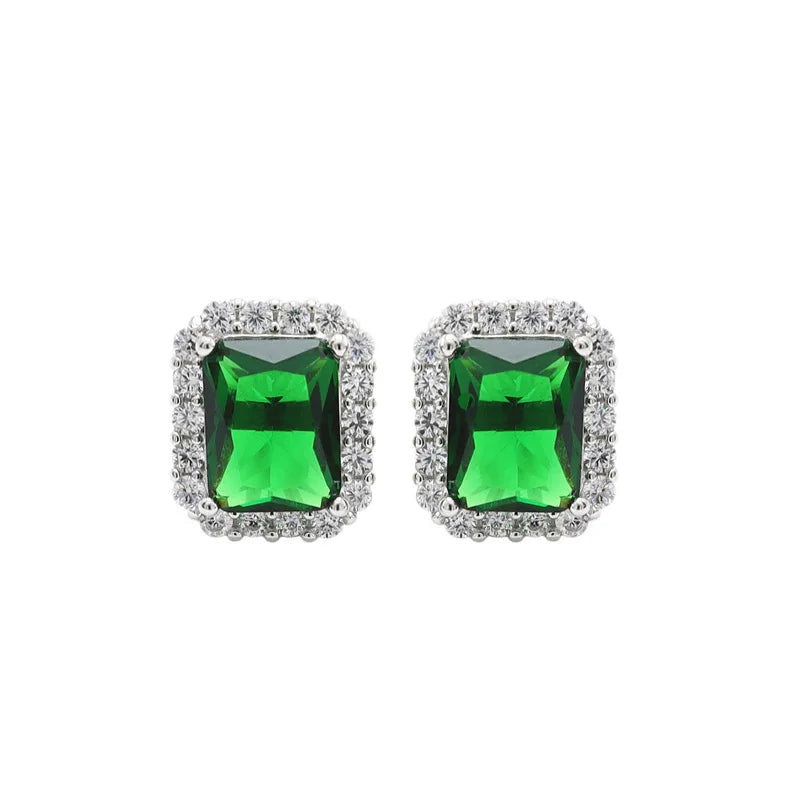 Sterling Silver 925 Wedding Stud Earrings Ring Necklace Inlaid Tourmaline Gem Jewelry Nigerian Wedding Jewelry Set Flowers